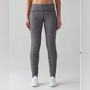 Lululemon Out To Lunge Untight Tight Heathered  Black Leggings Size 6 30"